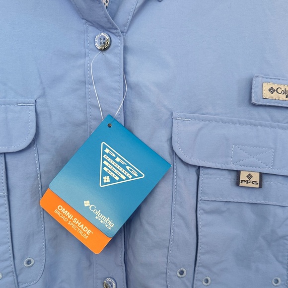Columbia PFG Women's Bahama, Blue Quick Dry Button Down Shirt 1X - Picture 3 of 7